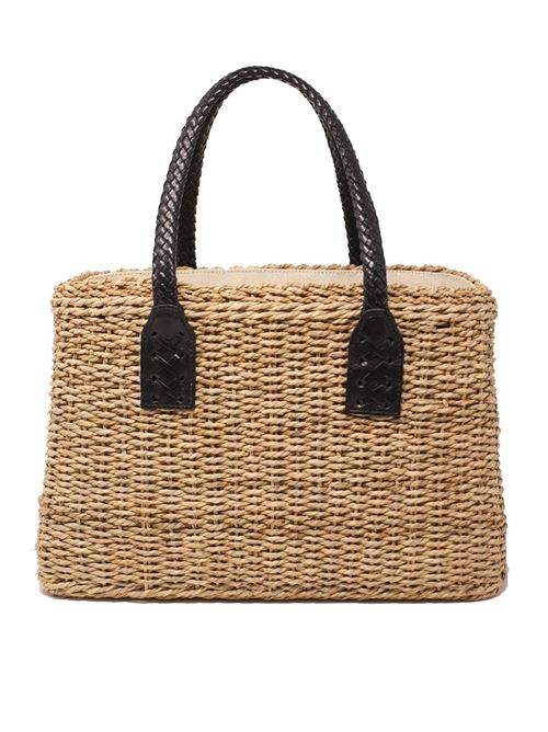 borsa in corda con manici in pelle Laboratorio Capri | 234NERO